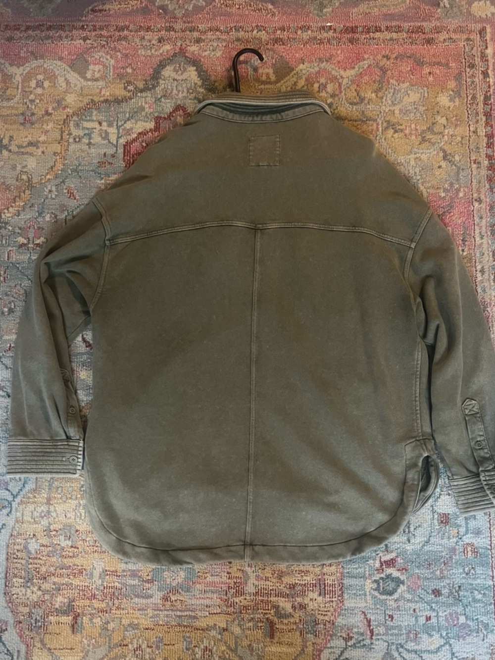 aerie Olive Green Button-Placket Pullover with Chest Pockets - Picture 2 of 2